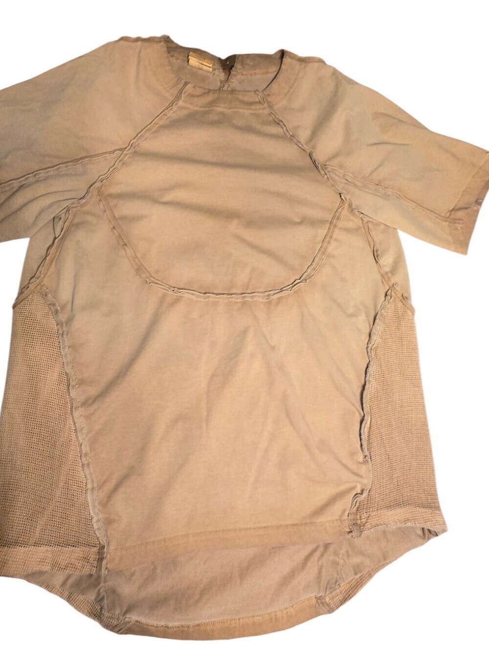 CHAUNK ORKLAD PHILOSOPHY Drkle1 G1AM0 Tan Cold Dyed Cotton Mesh Panel T Shirt - Picture 10 of 14